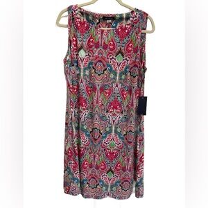 Tommy Hilfiger Pink and Blue Sleeveless Midi Dress